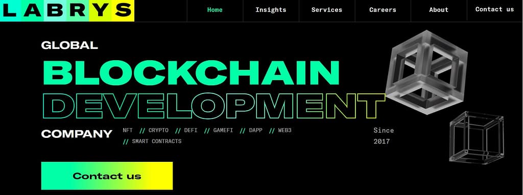 Labrys blockchaun development company website screenshot
