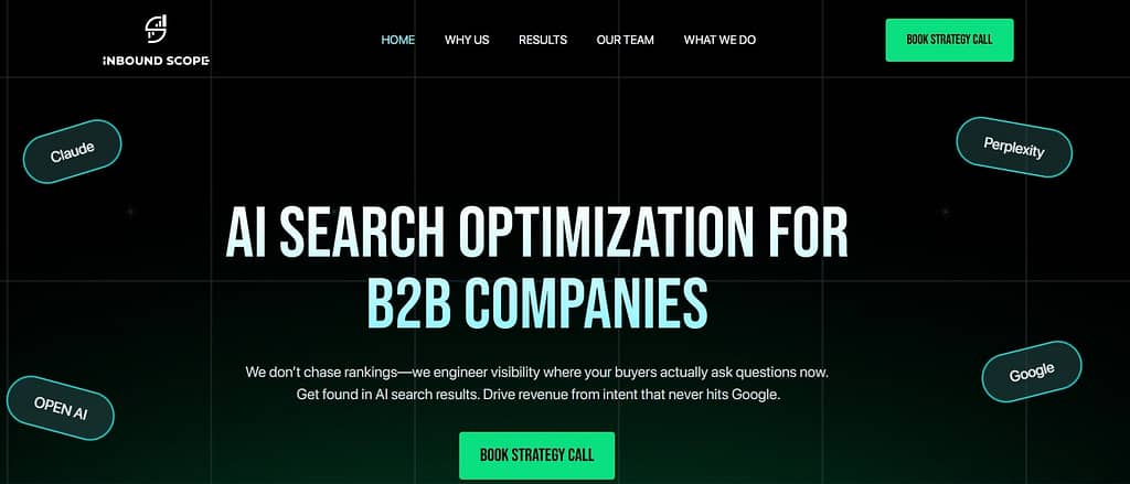 Inboundscope B2B SaaS marketing agency website screenshot