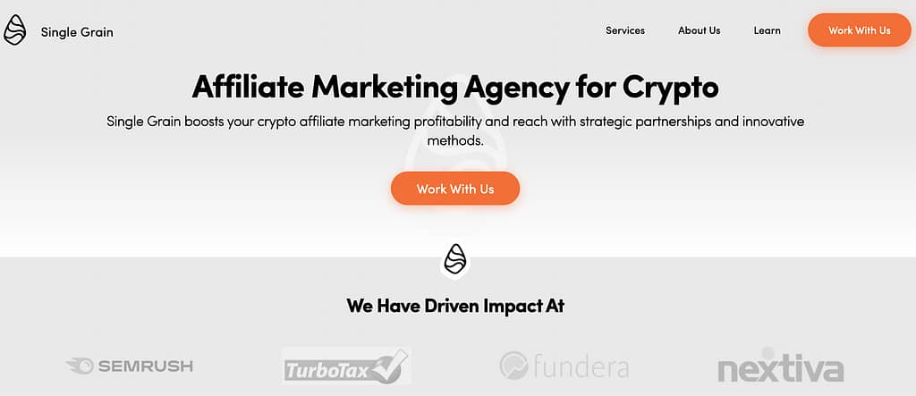 Single Grain marketing agency website