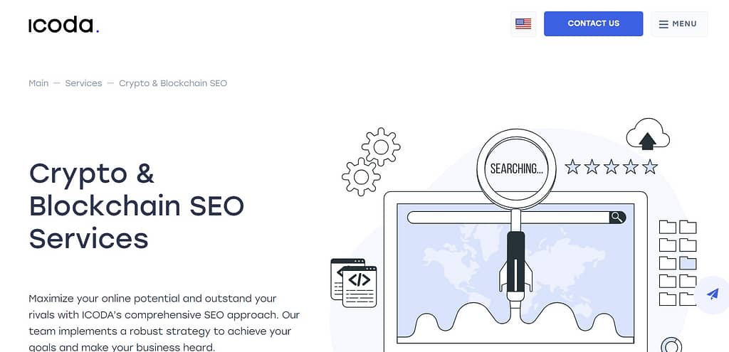 ICODA web3 seo agency screenshot