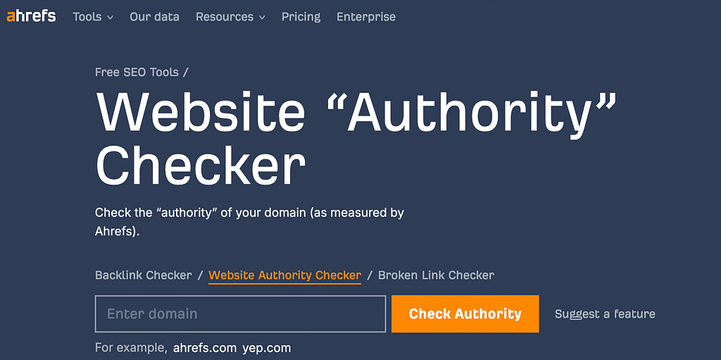 Ahrefs website authority checker SEO tool
