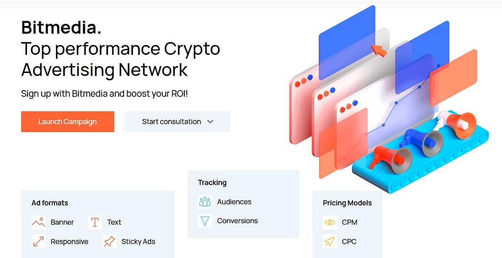 Bitmedia crypto ad network homepage screenshot