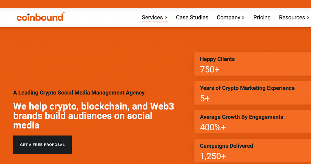 startup social media marketing agency Coinbound