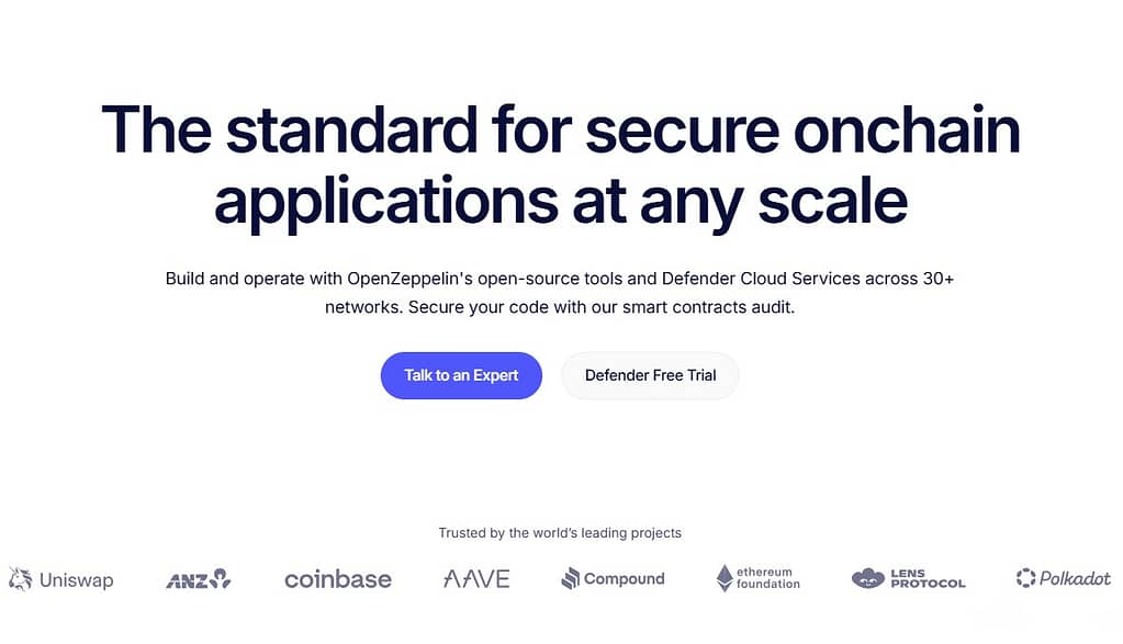 OpneZeppelin smart contract development company website screenshot