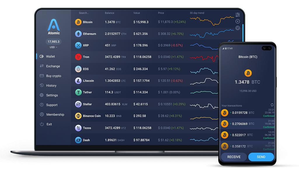 Atomic Wallet has a Snazzy Interface
