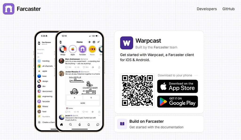 Farcaster app page screenshot