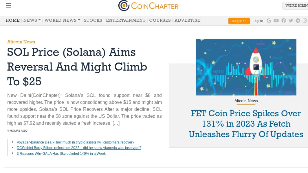 Coin Chapter screenshot - Best cyrpto blogs to follow