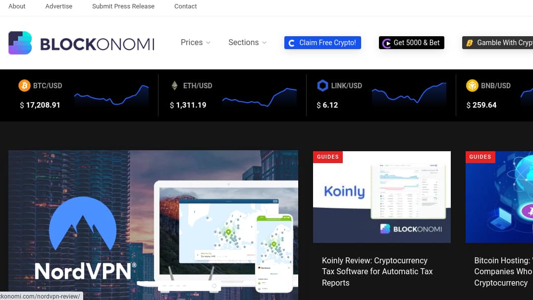 Blockonomi screenshot - Best cyrpto blogs to follow