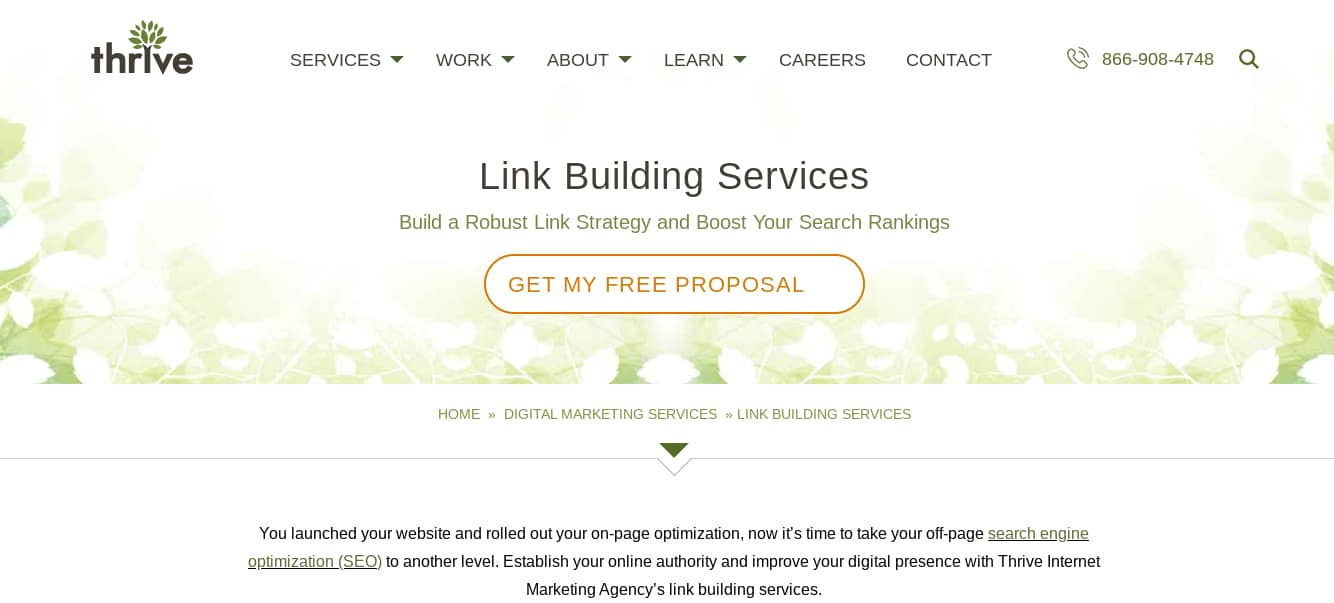 Thrive Marketing agency website