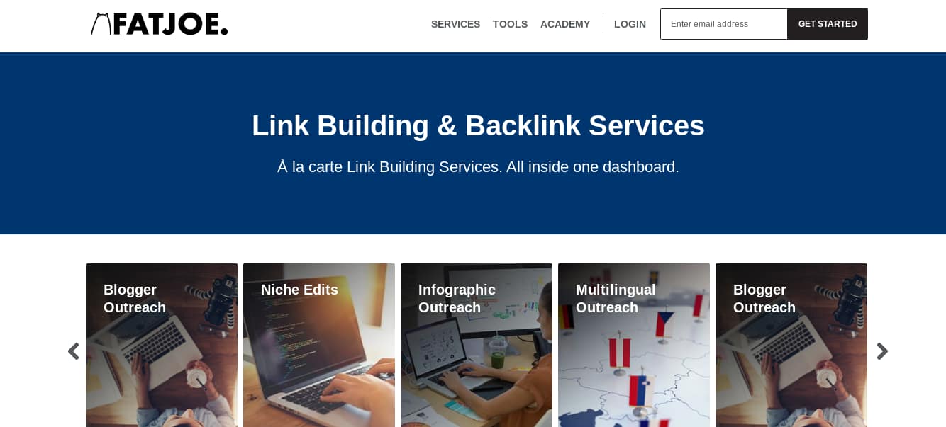 FAT Joe link building ageancy screenshot