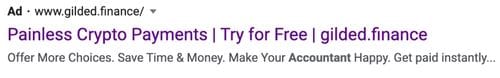 Gilded Google Ad Screenshot