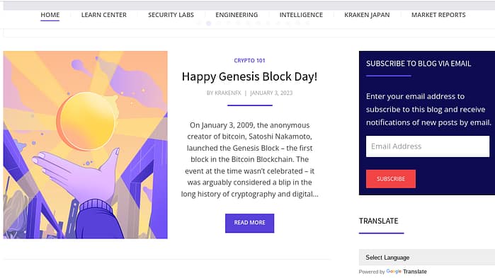 Kraken Blog screenshot - Best cyrpto blogs to follow