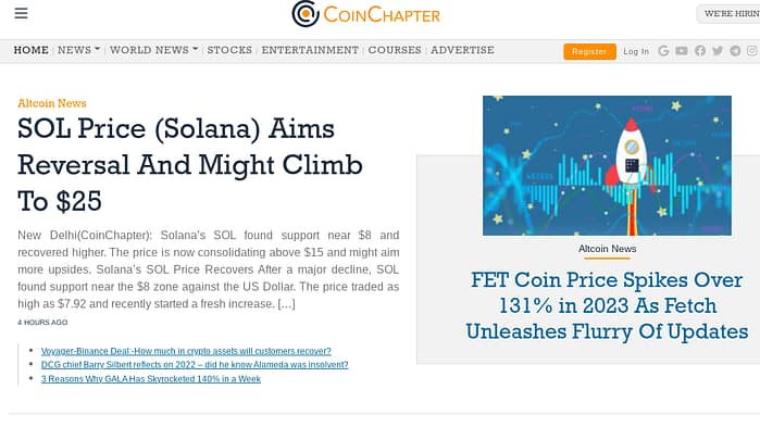 Coin Chapter screenshot - Best cyrpto blogs to follow
