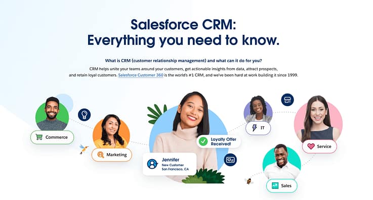 Screenshot of Salesfrom CRM landing page