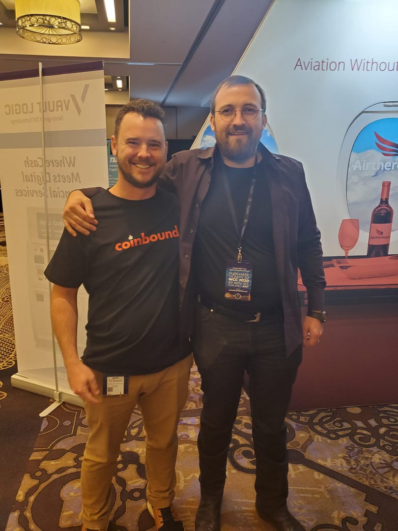 TJ Shedd of Coinbound and Charles Hoskinson at conference