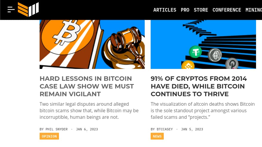 Bitcoin Magazine screenshot - Best cyrpto blogs to follow