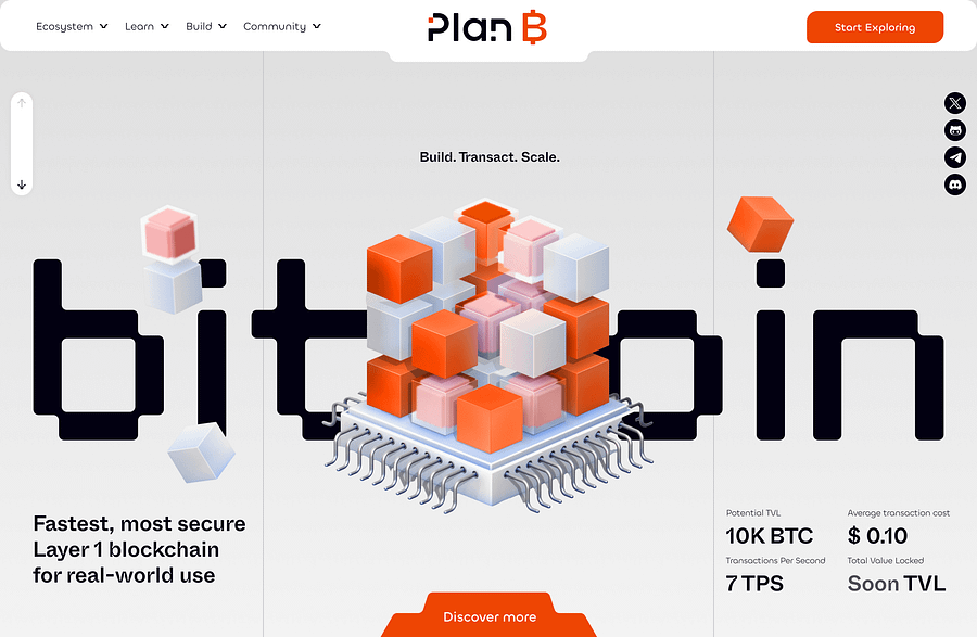 Plan B website by Coinbound