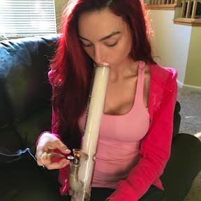 Haley smoking a bong for the profile picture of her YouTube channel