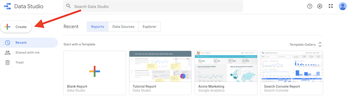 Create a data source in Google Data Studio