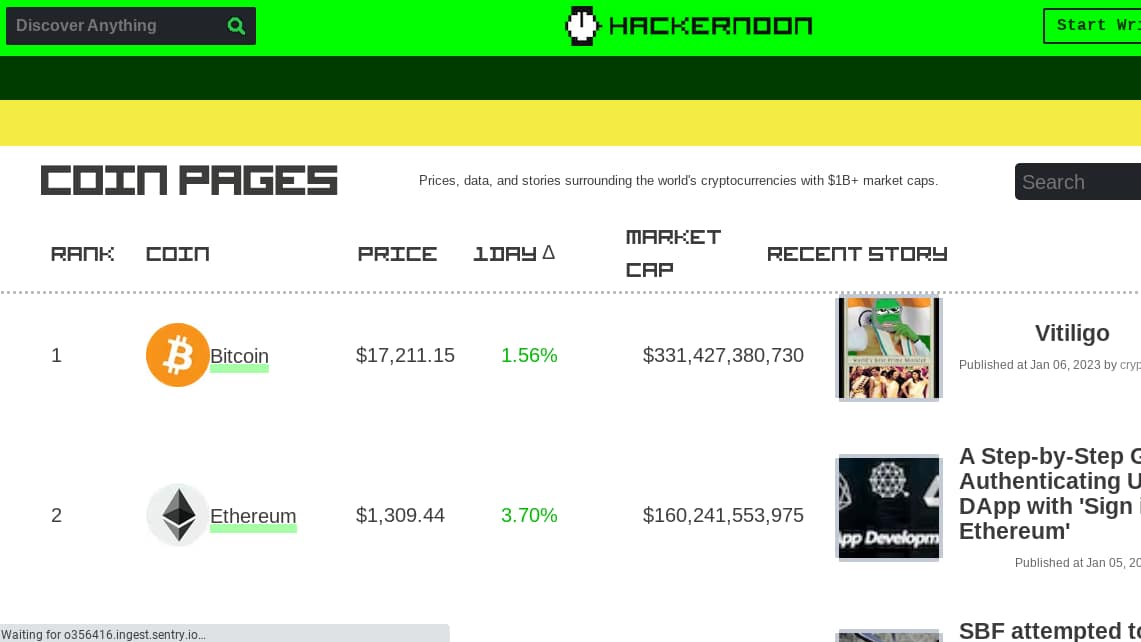 Hacker Noon screenshot - Best cyrpto blogs to follow