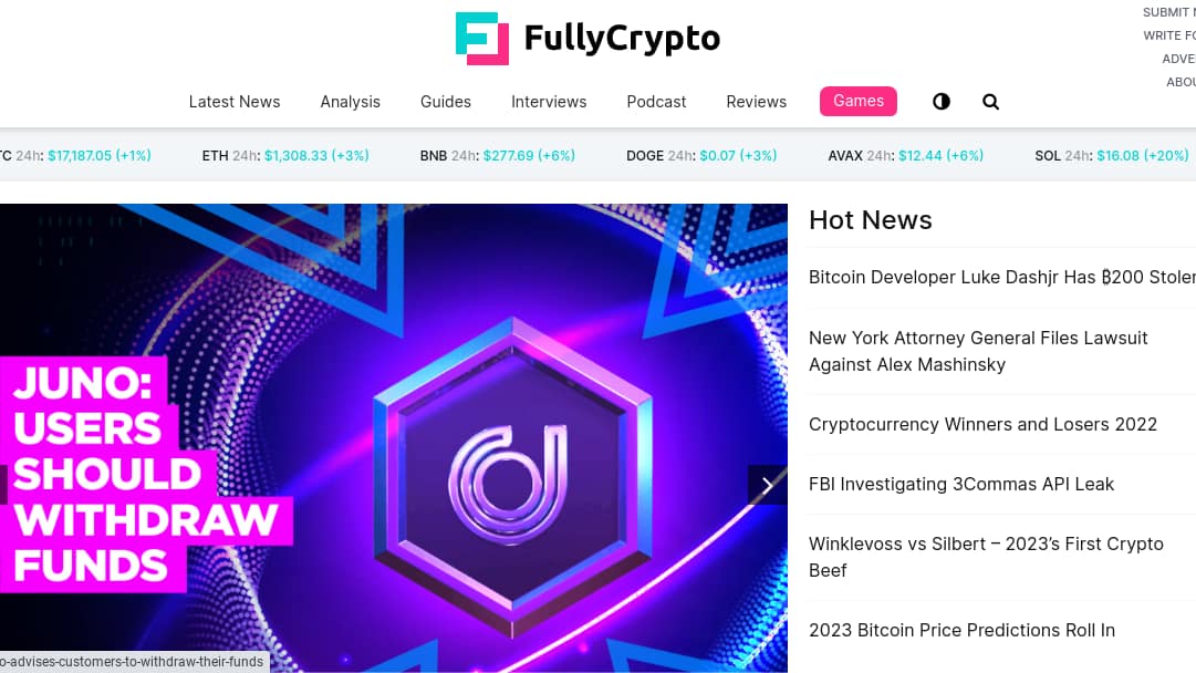 FullyCrypto screenshot - Best cyrpto blogs to follow