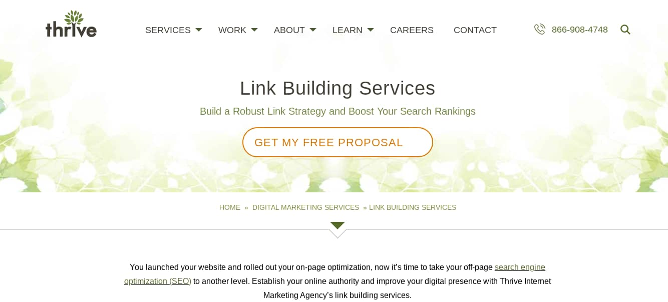Thrive Marketing agency website