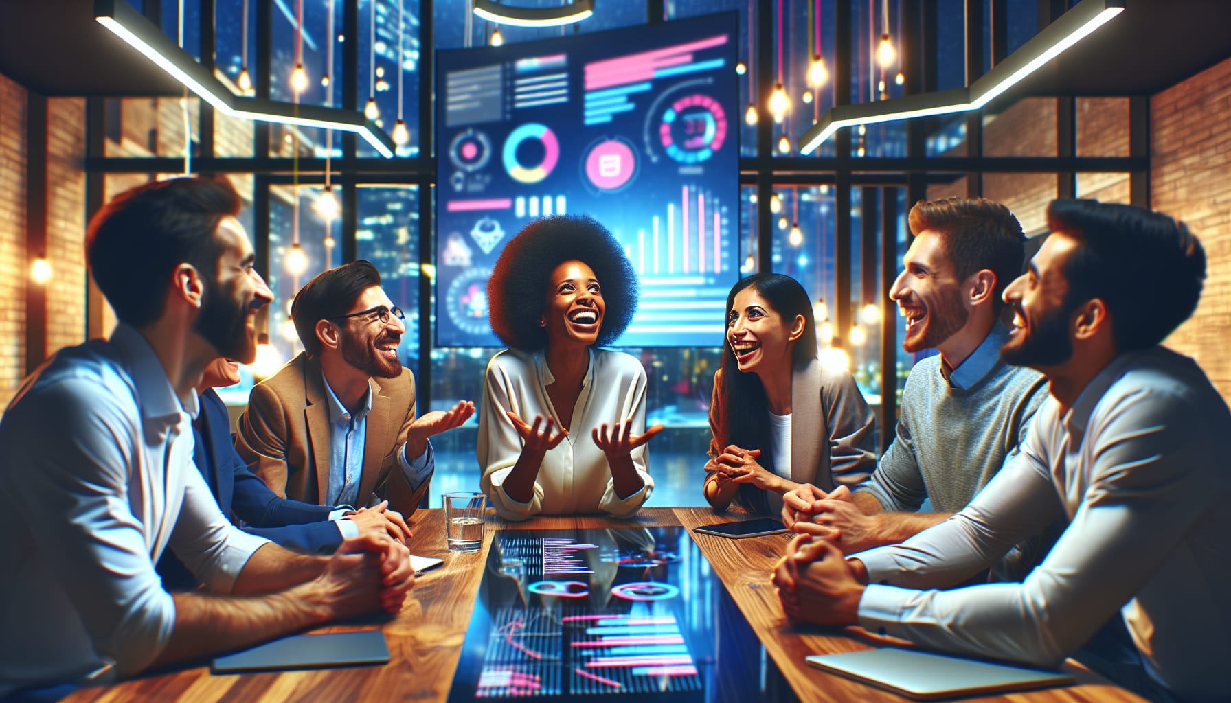 A group of digital marketing experts sharing insights at a conference