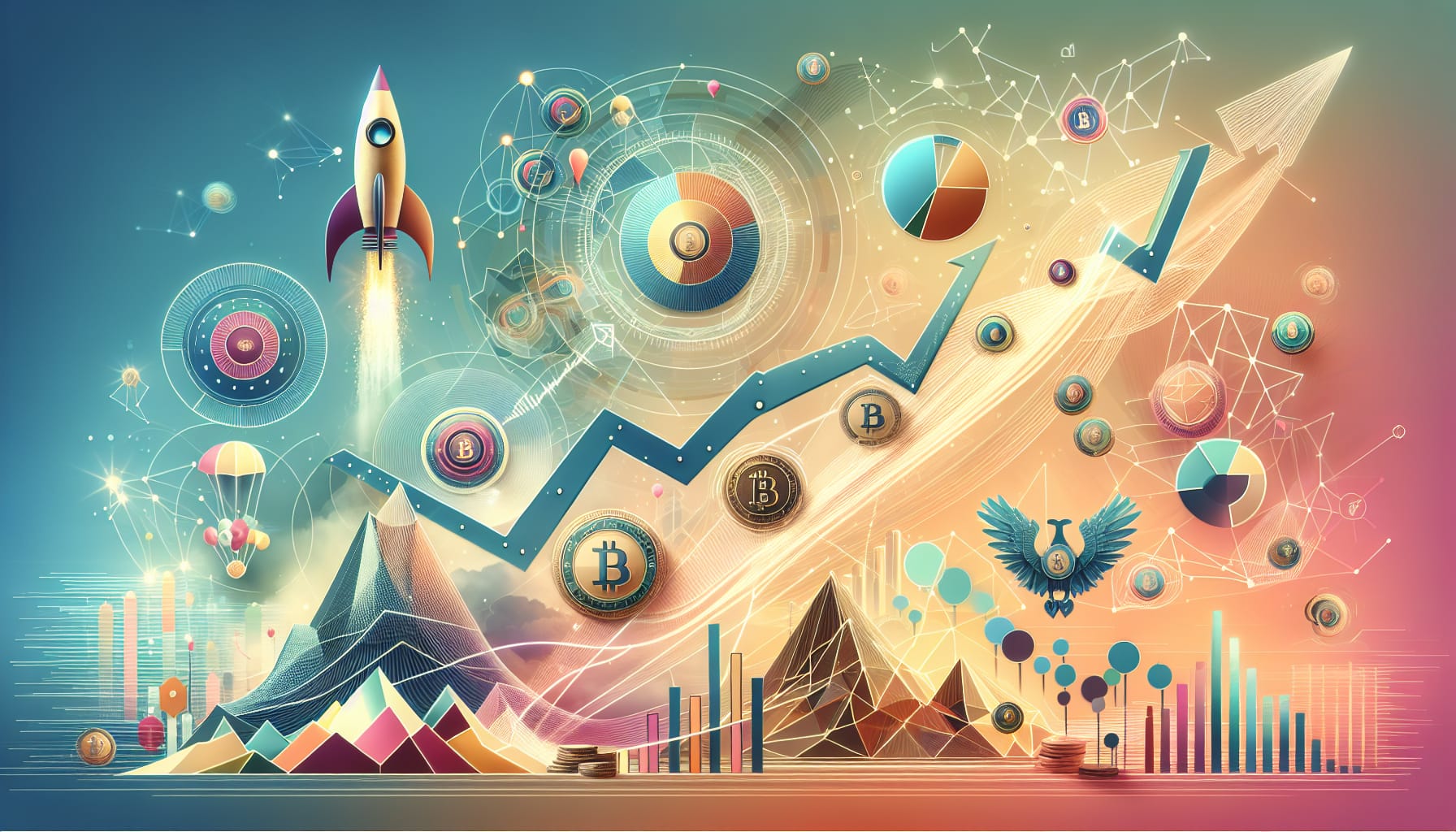 A compilation of successful crypto press release campaigns with visual representations of their impact and outcomes.