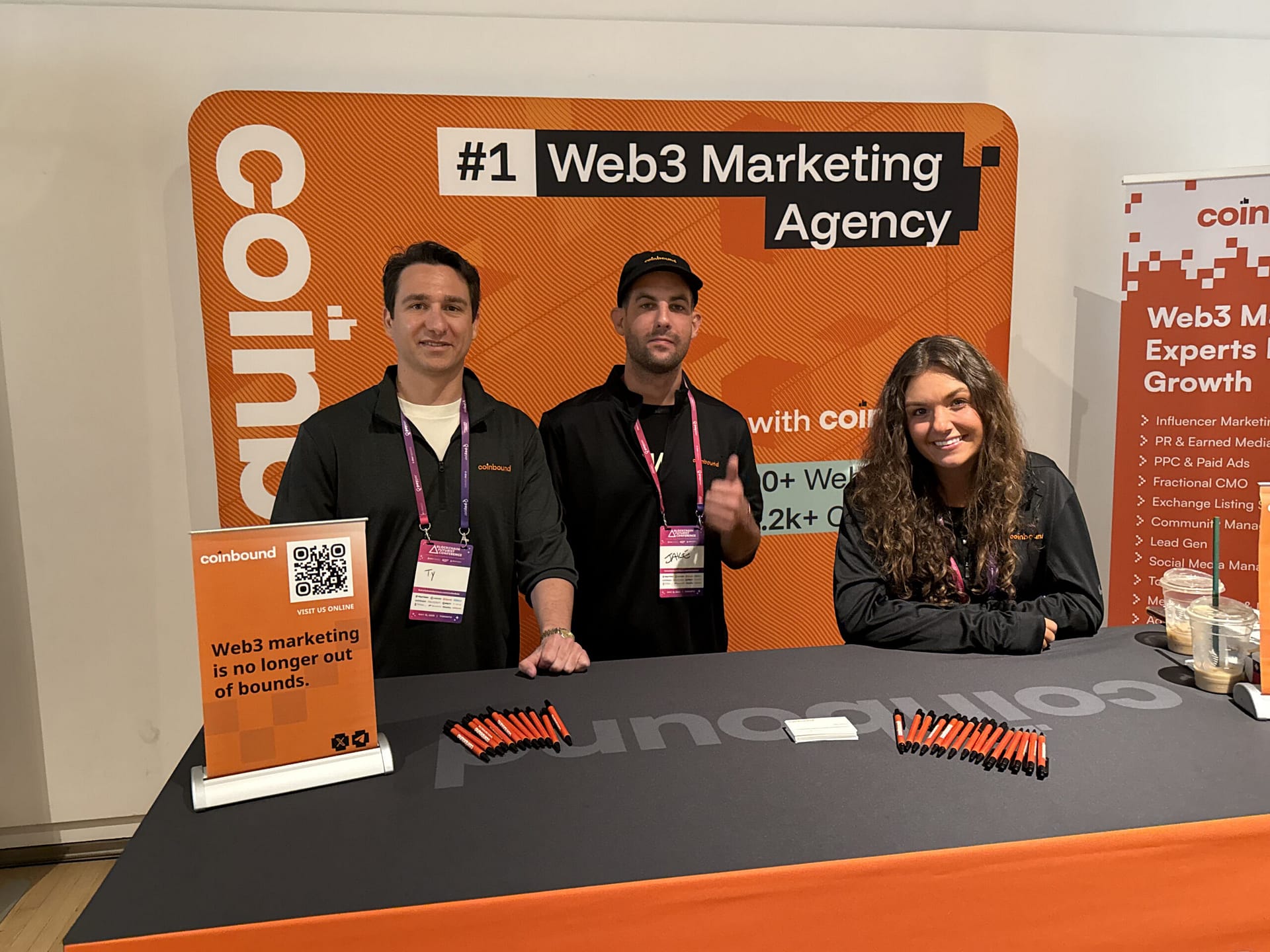 The Coinbound team at the Coinbound booth