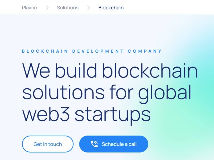 Plavno blockchain development company website screenshot