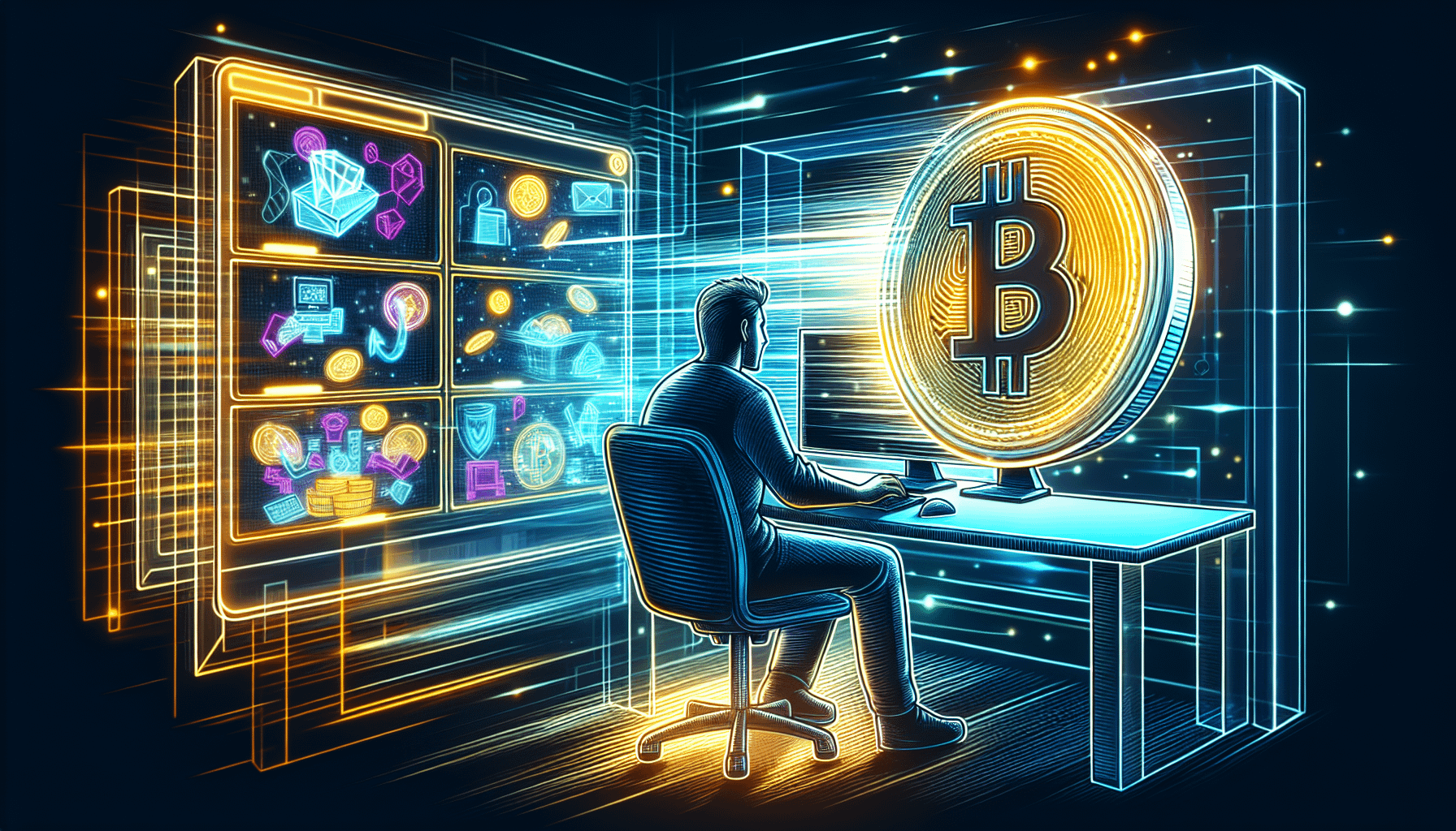 An illustration showing a real-world scenario of a cryptocurrency being used for online transactions